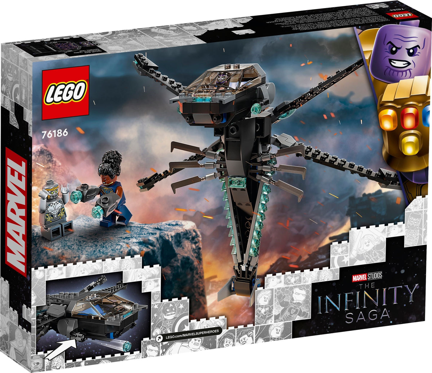 LEGO Marvel Super Heroes: 76186 Super Heroes Black Panther Dragon Flyer (76186) - Complete - close-up