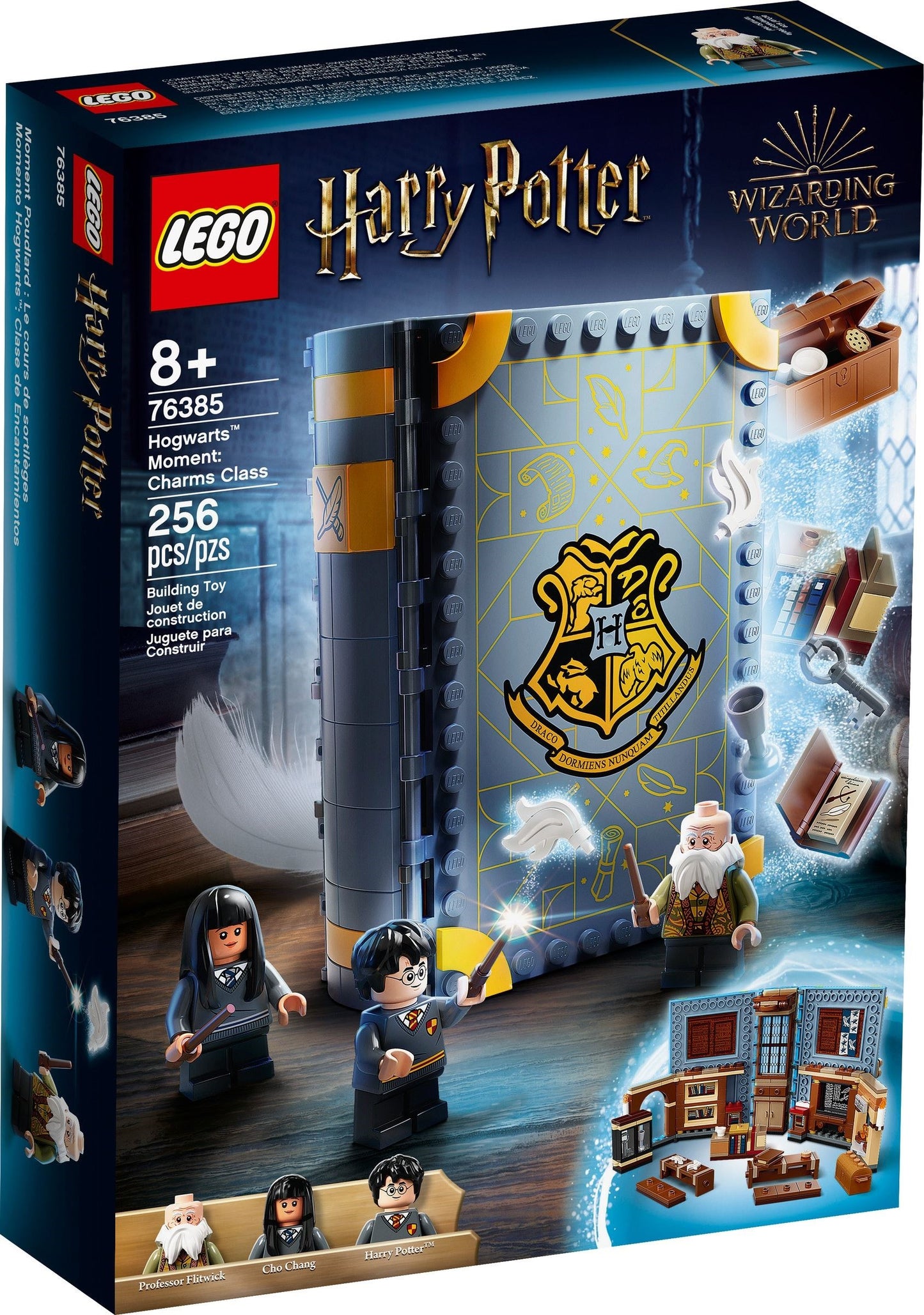 LEGO Harry Potter: 76385 Harry Potter Hogwarts Moment: Charms Class, Collectible Book Toy, Travel Case, Portable Playset (76385) - New Sealed - box front