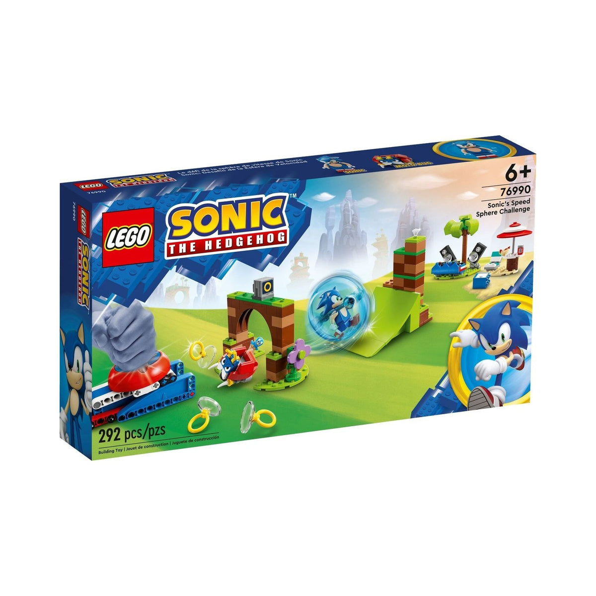 LEGO Sonic The Hedgehog: Sonic the Hedgehog Sonic's Speed Sphere Challenge Set, Buildable Toy Game with 3 Characters incl. a Moto Bug Badnik Figure, Toys for Kids, Boys & Girls 6 Plus Years Old 76990 (76990) - New Sealed - box front