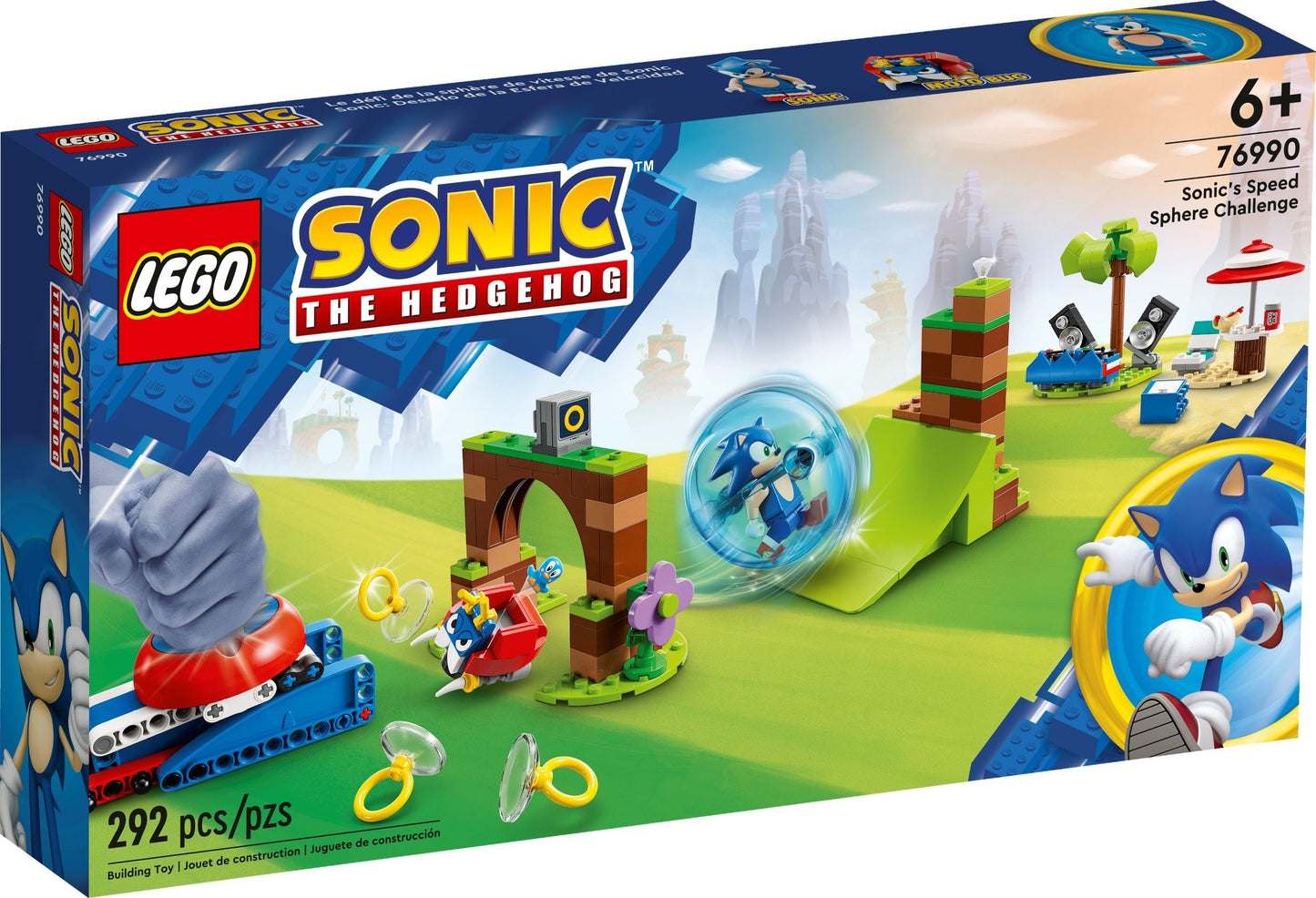 LEGO Sonic The Hedgehog: Sonic the Hedgehog Sonic's Speed Sphere Challenge Set, Buildable Toy Game with 3 Characters incl. a Moto Bug Badnik Figure, Toys for Kids, Boys & Girls 6 Plus Years Old 76990 (76990) - New Sealed - box front