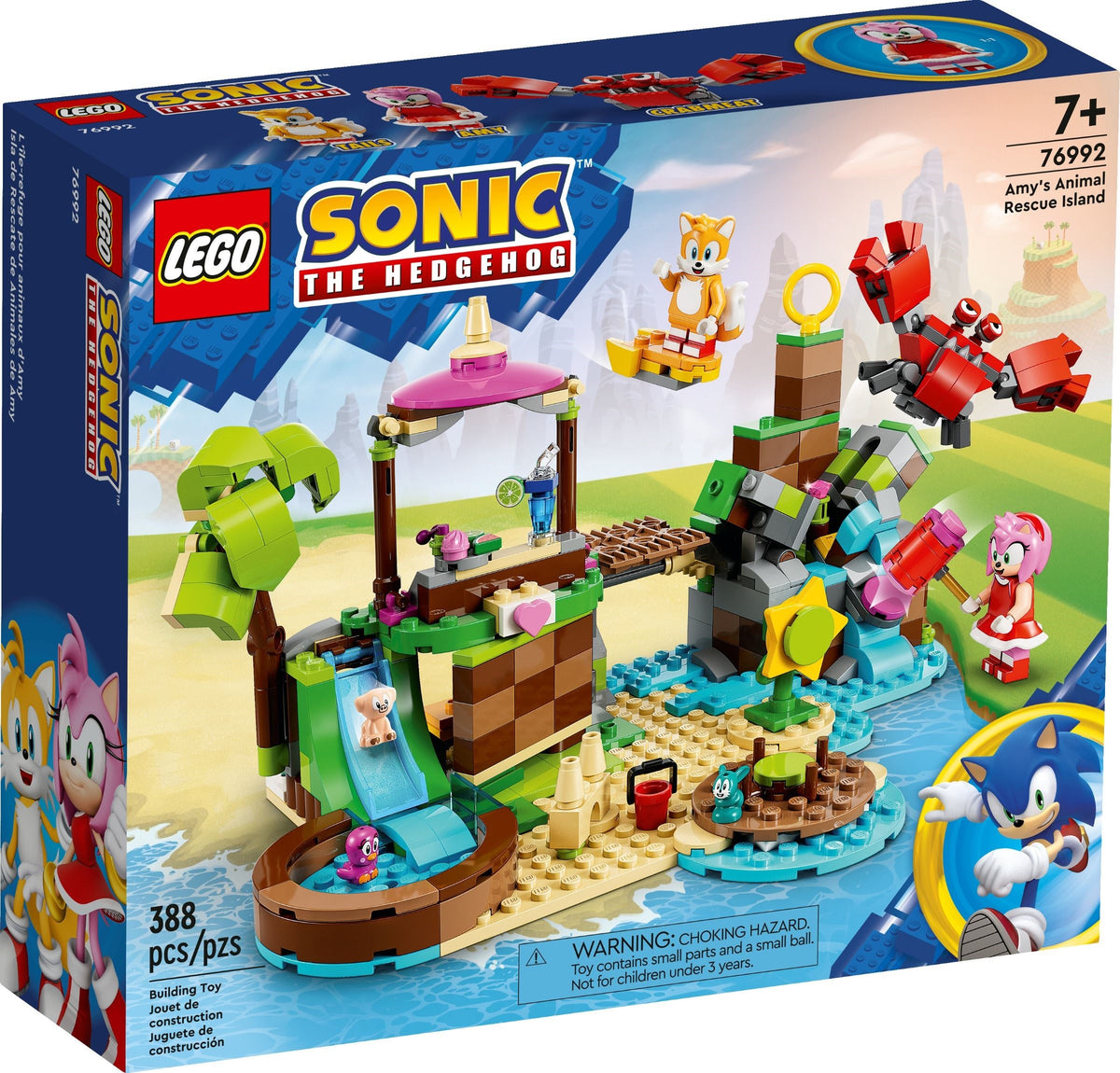 LEGO Sonic The Hedgehog: Sonic the Hedgehog Amy's Animal Rescue Island Playset, Buildable Toy with 6 Characters including Amy & Tails Figures, Gifts for Kids, Boys & Girls 7 Plus Years Old 76992 (76992) - New Sealed - box front