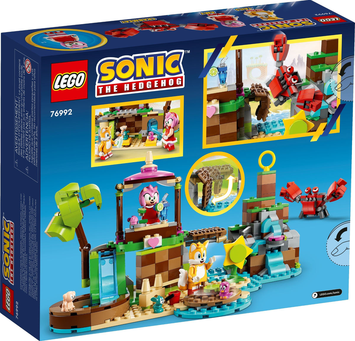 LEGO Sonic The Hedgehog: Sonic the Hedgehog Amy's Animal Rescue Island Playset, Buildable Toy with 6 Characters including Amy & Tails Figures, Gifts for Kids, Boys & Girls 7 Plus Years Old 76992 (76992) - New Sealed - rear view