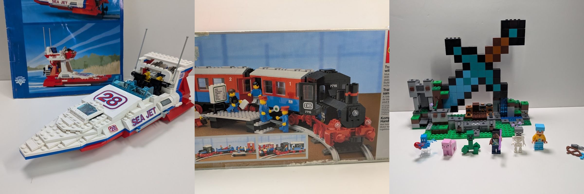 Hadley Bricks - restored LEGO sets including Sea Jet, vintage Train, and Minecraft