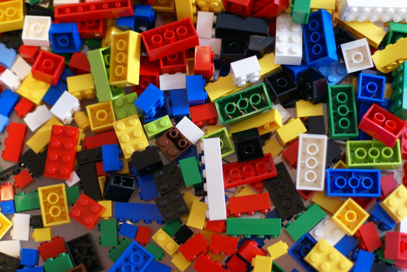 Colourful LEGO bricks on a table