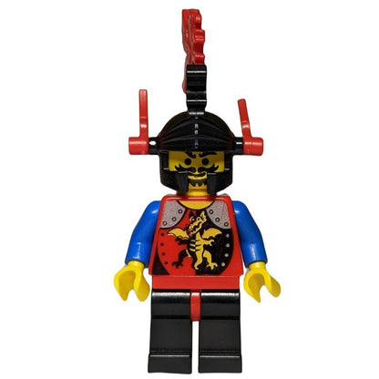 LEGO Dragon Knights - Knight 2, Black Legs with Red Hips, Black Dragon Helmet, Yellow Plumes (cas018) - Complete - built set