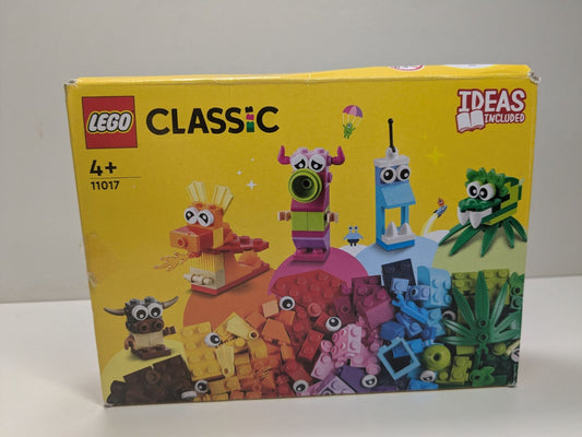 LEGO Classic: Classic Creative Monsters, Construction Playset with 5 Mini Build Monster Toys, Bricks Box Building Set, Gifts for Kids 4 Plus Years Old 11017 (11017) - New Sealed - box front