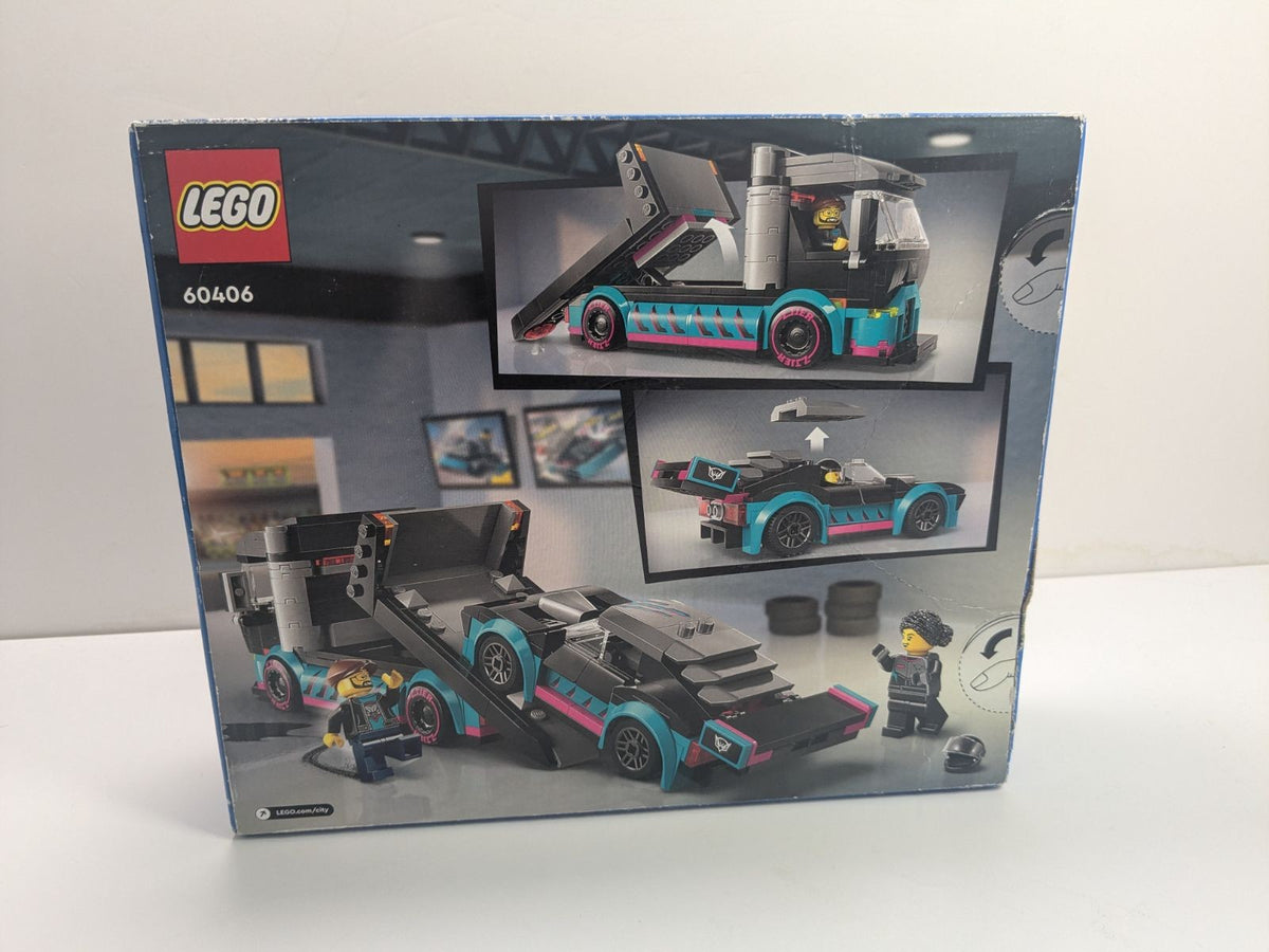 LEGO City: Race Car and Car Carrier Truck (60406) - New Sealed - minifigures